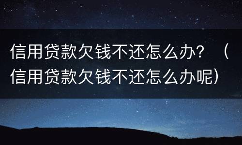 信用贷款欠钱不还怎么办？（信用贷款欠钱不还怎么办呢）