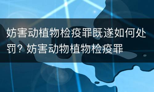 妨害动植物检疫罪既遂如何处罚? 妨害动物植物检疫罪