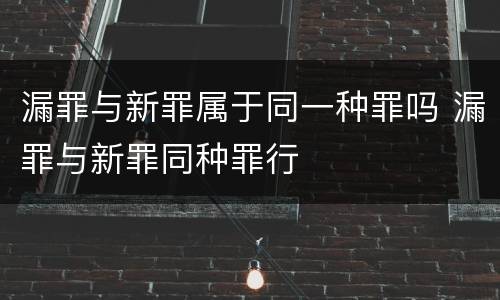 漏罪与新罪属于同一种罪吗 漏罪与新罪同种罪行