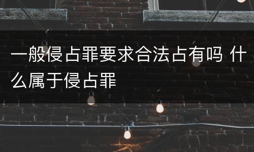 一般侵占罪要求合法占有吗 什么属于侵占罪