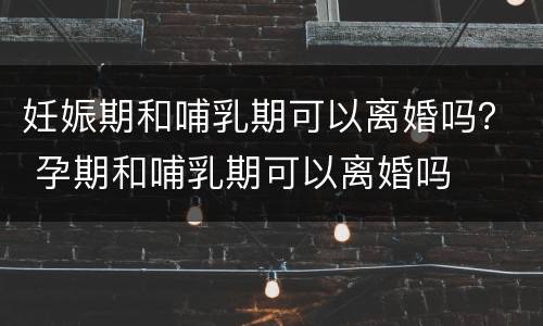 妊娠期和哺乳期可以离婚吗？ 孕期和哺乳期可以离婚吗