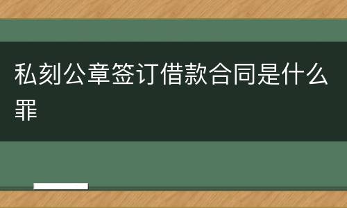 私刻公章签订借款合同是什么罪