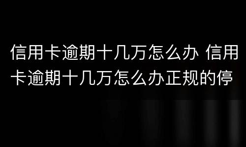 信用卡逾期十几万怎么办 信用卡逾期十几万怎么办正规的停息挂账