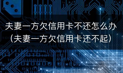 夫妻一方欠信用卡不还怎么办（夫妻一方欠信用卡还不起）