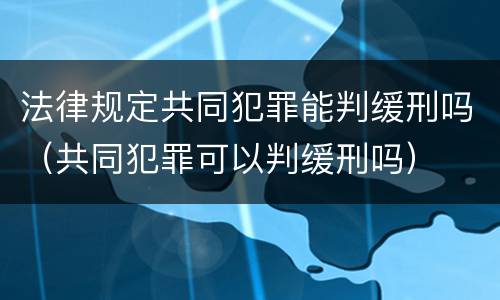 法律规定共同犯罪能判缓刑吗（共同犯罪可以判缓刑吗）