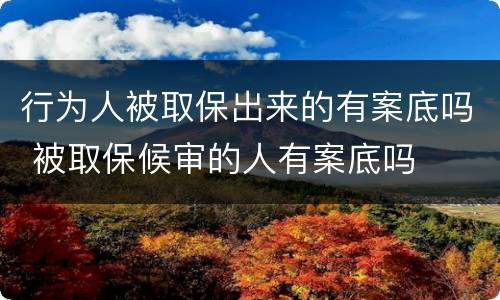 行为人被取保出来的有案底吗 被取保候审的人有案底吗