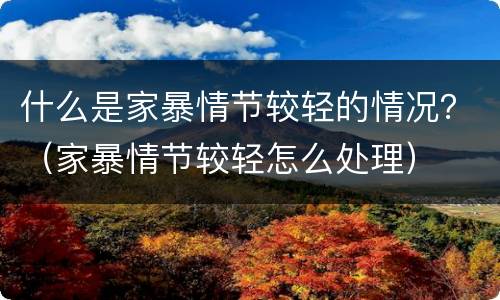 什么是家暴情节较轻的情况？（家暴情节较轻怎么处理）