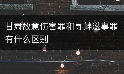 甘肃故意伤害罪和寻衅滋事罪有什么区别