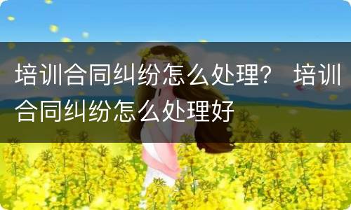 培训合同纠纷怎么处理？ 培训合同纠纷怎么处理好