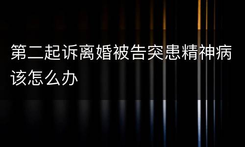 第二起诉离婚被告突患精神病该怎么办
