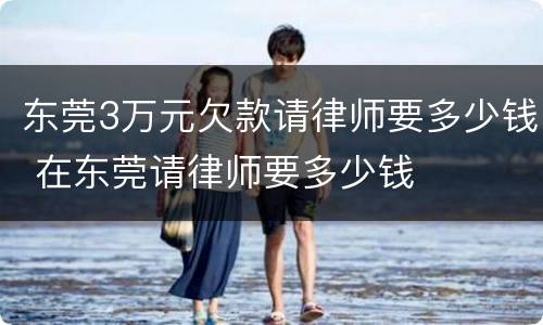 东莞3万元欠款请律师要多少钱 在东莞请律师要多少钱