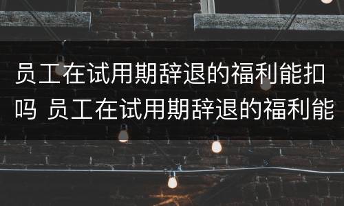 员工在试用期辞退的福利能扣吗 员工在试用期辞退的福利能扣吗