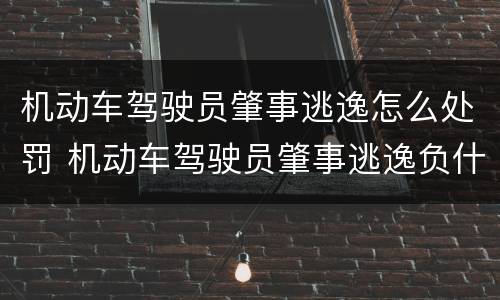 机动车驾驶员肇事逃逸怎么处罚 机动车驾驶员肇事逃逸负什么责任