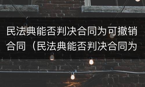 民法典能否判决合同为可撤销合同（民法典能否判决合同为可撤销合同的条款）
