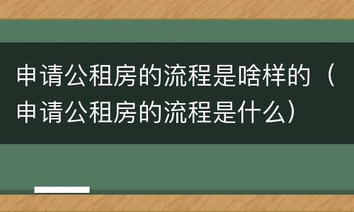 申请公租房的流程是啥样的（申请公租房的流程是什么）