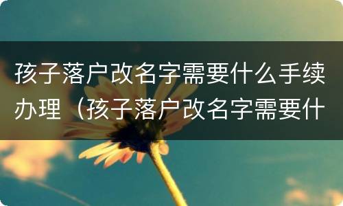 孩子落户改名字需要什么手续办理（孩子落户改名字需要什么手续办理流程）