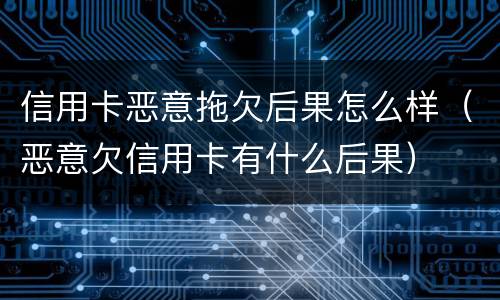 信用卡恶意拖欠后果怎么样（恶意欠信用卡有什么后果）