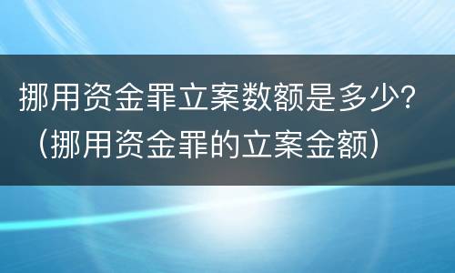 挪用资金罪立案数额是多少？（挪用资金罪的立案金额）