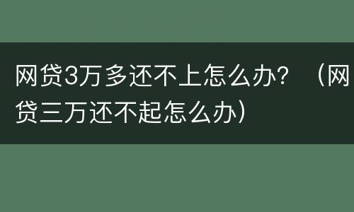 网贷3万多还不上怎么办？（网贷三万还不起怎么办）