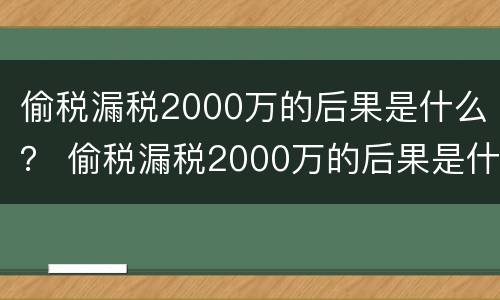 偷税漏税2000万的后果是什么？ 偷税漏税2000万的后果是什么意思