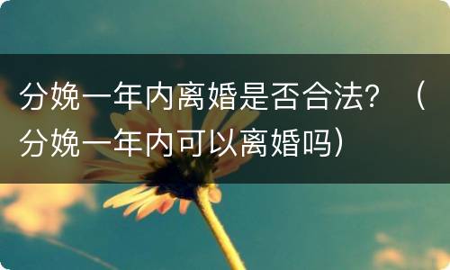 分娩一年内离婚是否合法？（分娩一年内可以离婚吗）