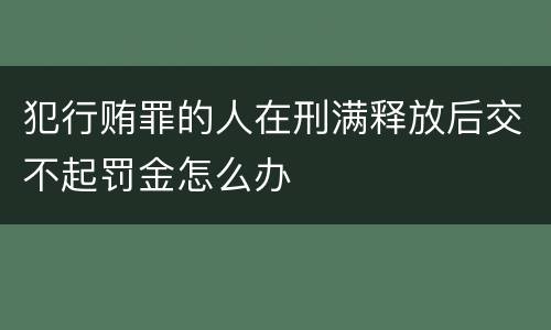 犯行贿罪的人在刑满释放后交不起罚金怎么办