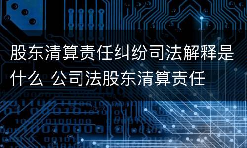 股东清算责任纠纷司法解释是什么 公司法股东清算责任