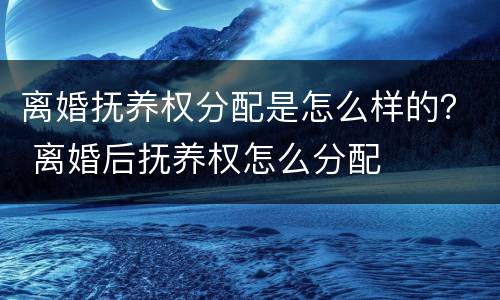 离婚抚养权分配是怎么样的？ 离婚后抚养权怎么分配