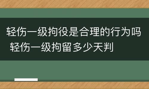 轻伤一级拘役是合理的行为吗 轻伤一级拘留多少天判
