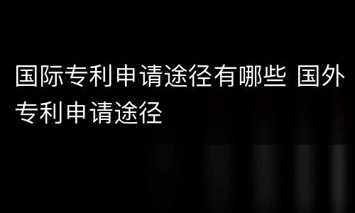 国际专利申请途径有哪些 国外专利申请途径