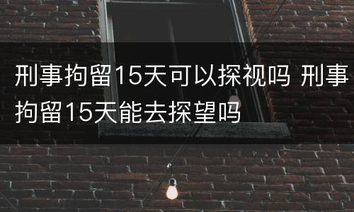 刑事拘留15天可以探视吗 刑事拘留15天能去探望吗
