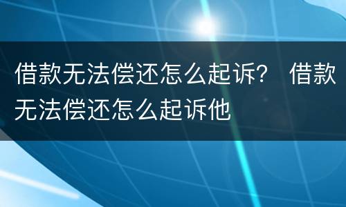 借款无法偿还怎么起诉？ 借款无法偿还怎么起诉他
