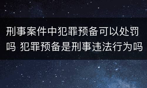 刑事案件中犯罪预备可以处罚吗 犯罪预备是刑事违法行为吗