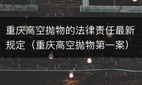 重庆高空抛物的法律责任最新规定（重庆高空抛物第一案）