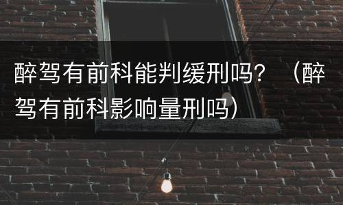 醉驾有前科能判缓刑吗？（醉驾有前科影响量刑吗）