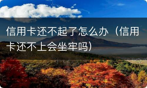 信用卡还不起了怎么办（信用卡还不上会坐牢吗）