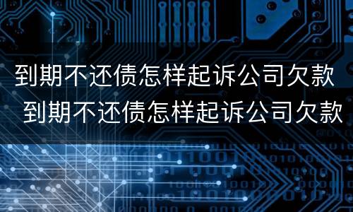到期不还债怎样起诉公司欠款 到期不还债怎样起诉公司欠款人