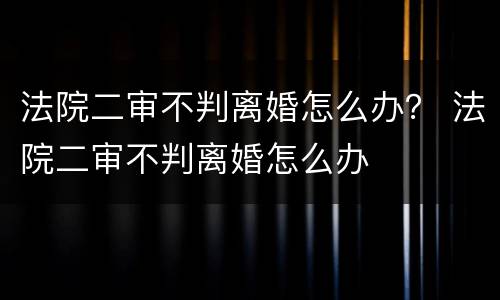 法院二审不判离婚怎么办？ 法院二审不判离婚怎么办