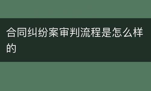 合同纠纷案审判流程是怎么样的