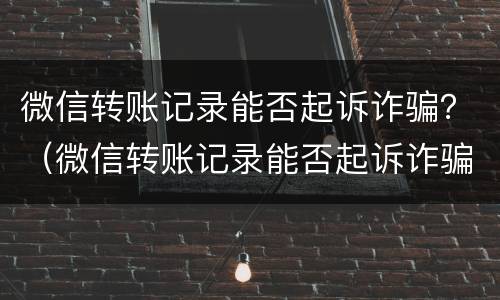 微信转账记录能否起诉诈骗？（微信转账记录能否起诉诈骗行为）