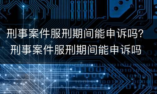 刑事案件服刑期间能申诉吗？ 刑事案件服刑期间能申诉吗