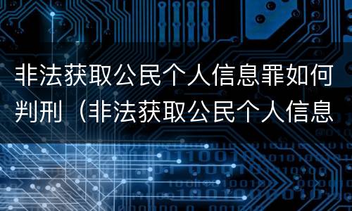 非法获取公民个人信息罪如何判刑（非法获取公民个人信息罪初犯）
