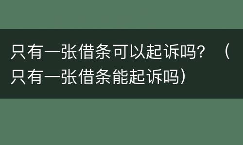 只有一张借条可以起诉吗？（只有一张借条能起诉吗）