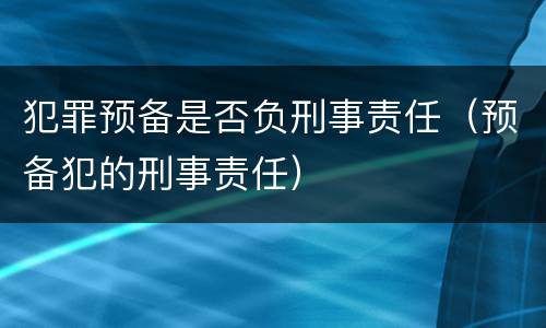 犯罪预备是否负刑事责任（预备犯的刑事责任）