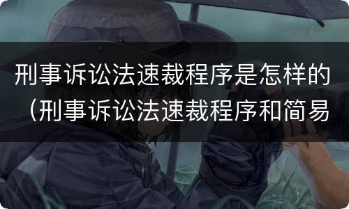 刑事诉讼法速裁程序是怎样的（刑事诉讼法速裁程序和简易程序）