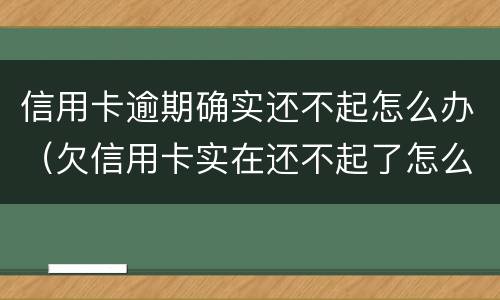 信用卡逾期确实还不起怎么办（欠信用卡实在还不起了怎么办）