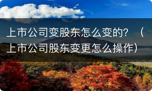 上市公司变股东怎么变的？（上市公司股东变更怎么操作）