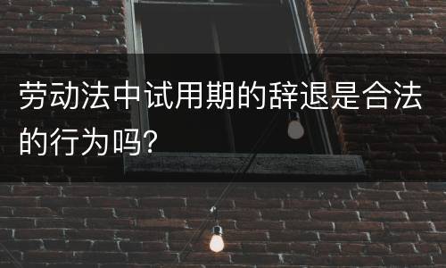 劳动法中试用期的辞退是合法的行为吗？