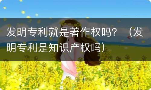 发明专利就是著作权吗？（发明专利是知识产权吗）