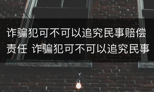 诈骗犯可不可以追究民事赔偿责任 诈骗犯可不可以追究民事赔偿责任呢